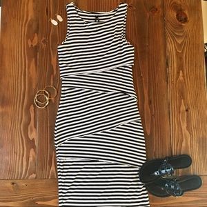 Lapis Striped Tiered Column Tank Dress